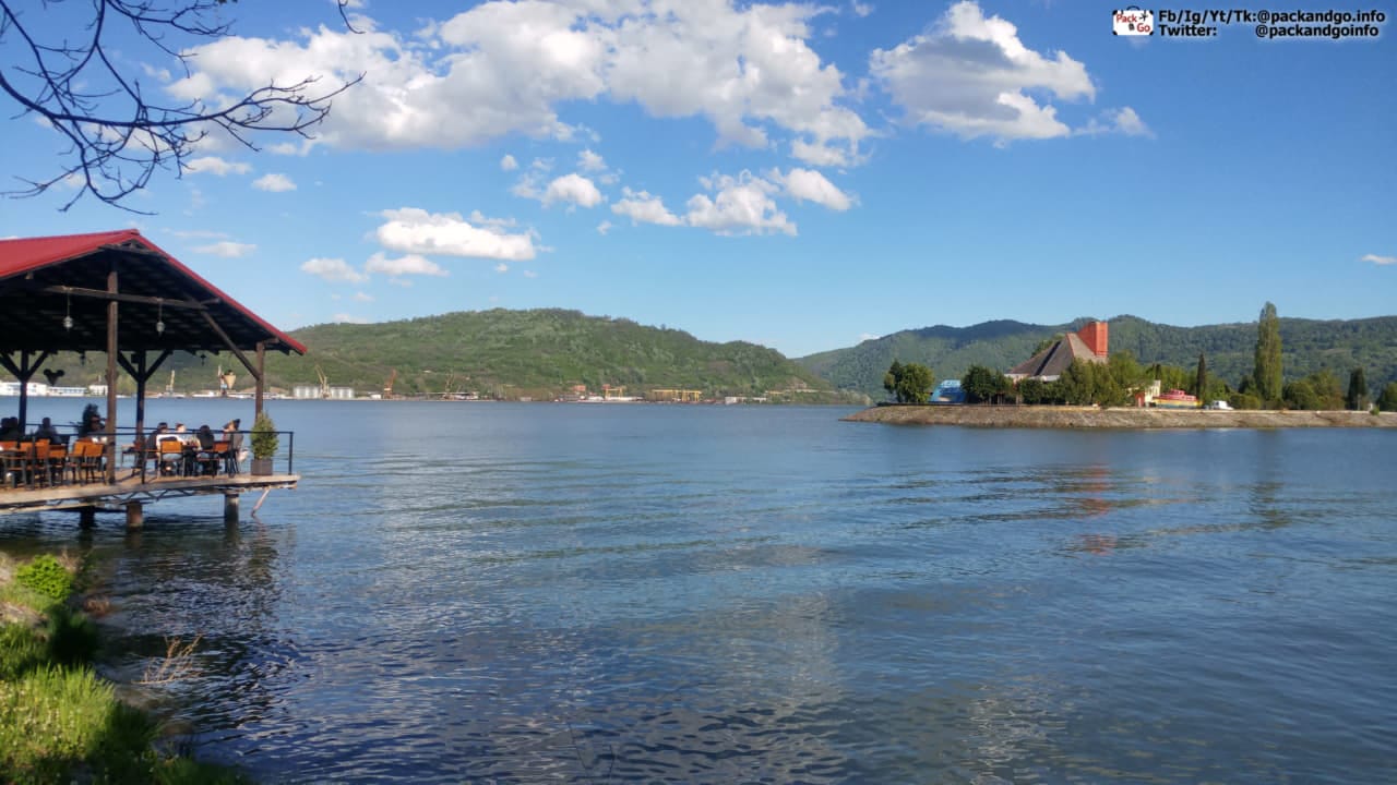 The park in Orsova, Romania, next to Danube river