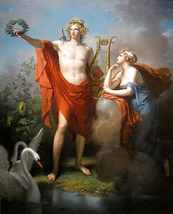 Apollo, God of Light, Eloquence, Poetry and the Fine Arts with Urania, Muse of Astronomy (1798) by Charles Meynier